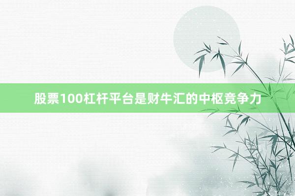 股票100杠杆平台是财牛汇的中枢竞争力