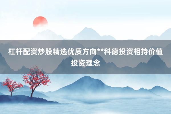 杠杆配资炒股精选优质方向**科德投资相持价值投资理念
