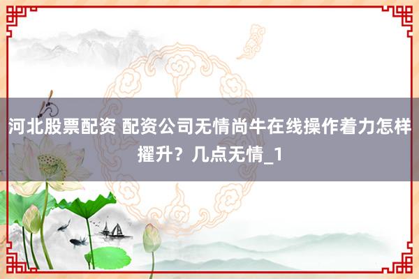 河北股票配资 配资公司无情尚牛在线操作着力怎样擢升？几点无情_1