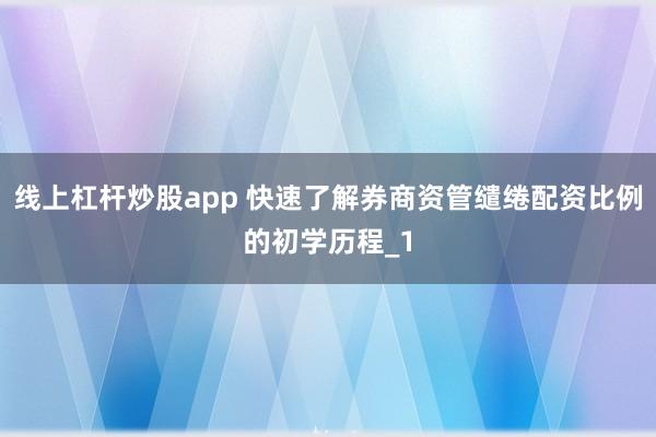 线上杠杆炒股app 快速了解券商资管缱绻配资比例的初学历程_1