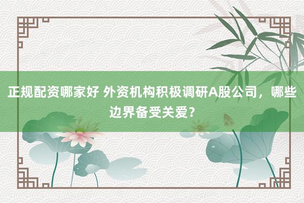 正规配资哪家好 外资机构积极调研A股公司，哪些边界备受关爱？