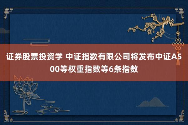 证券股票投资学 中证指数有限公司将发布中证A500等权重指数等6条指数