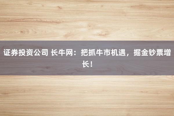 证券投资公司 长牛网：把抓牛市机遇，掘金钞票增长！